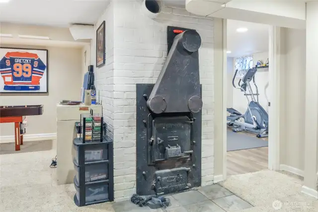 Original wood burning stove.