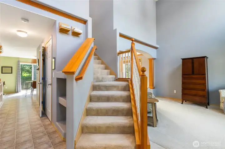 Kitchen/family room to left of staircase