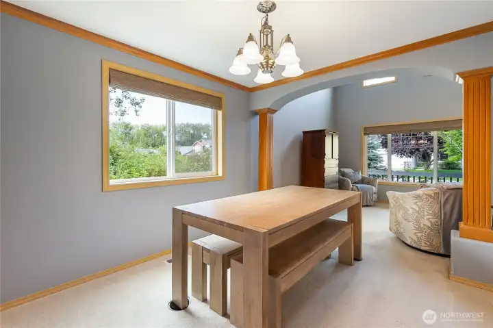 Formal dining looking back to formal living area