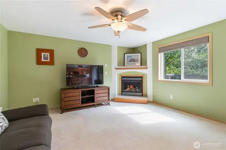 Family room with gas fireplace