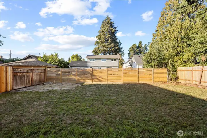 Spacious Fenced Yard