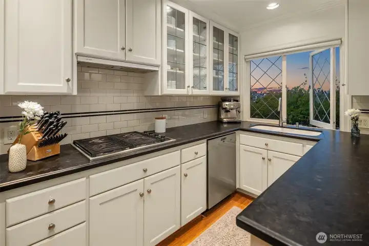 Beautiful leaded windows with newly rebuilt storm windows.