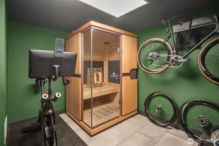 A workout suite with sauna...