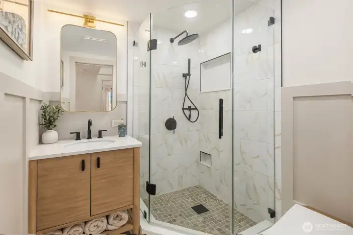 Perfect 3/4 bath was added on upper level