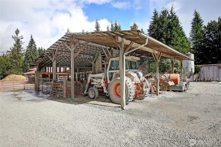Covered area for farm equipment