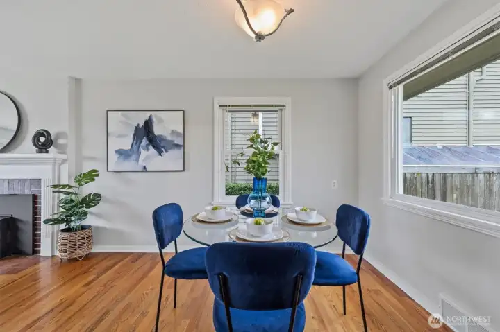 Bright dining space.