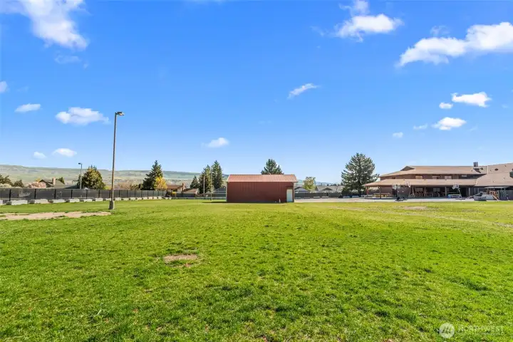 Through gate to school yard