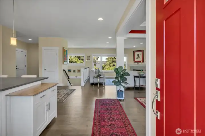 Front door entry to luxury main floor lifestyle living