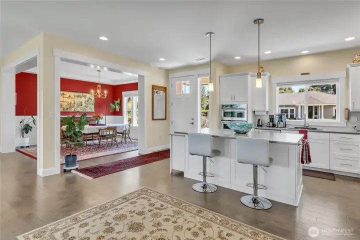 Open Gourmet Kitchen adjoins to stylish formal dining room
