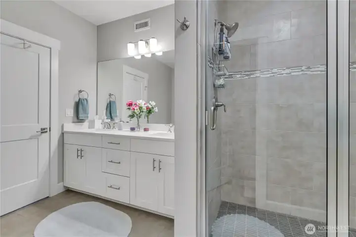 Lower Level Bath offers a beautiful space and functionality