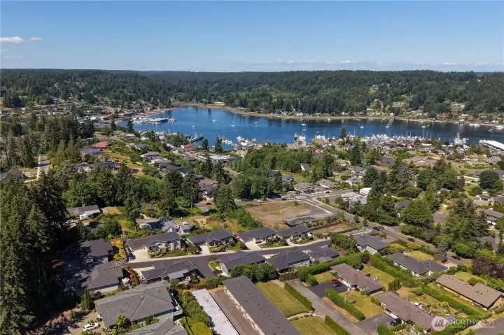Aerial View of downtown Gig Harbor just a few blocks away