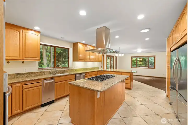 Spacious Kitchen with Double Fridge and Double Oven.