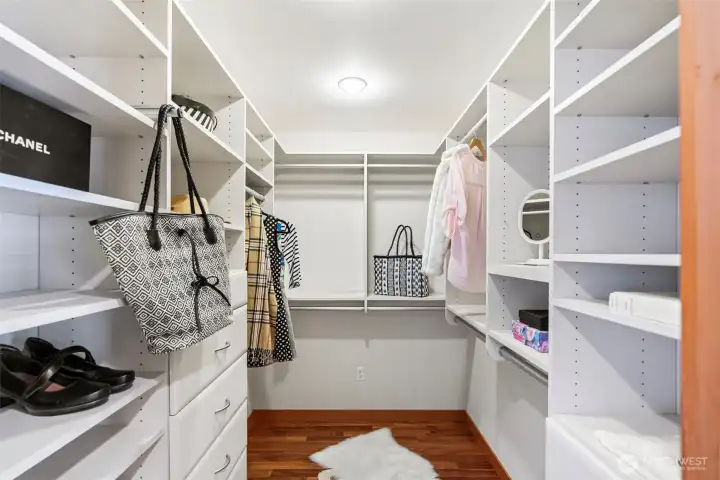 Walk-in closet in the primary bedroom