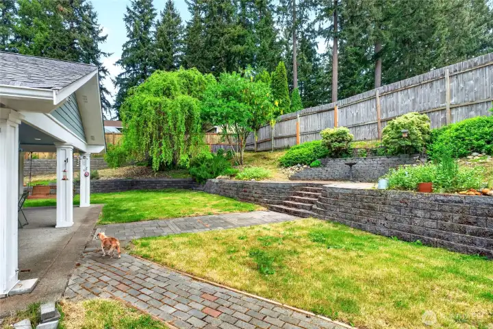 landscape block walls create a lovely focal point