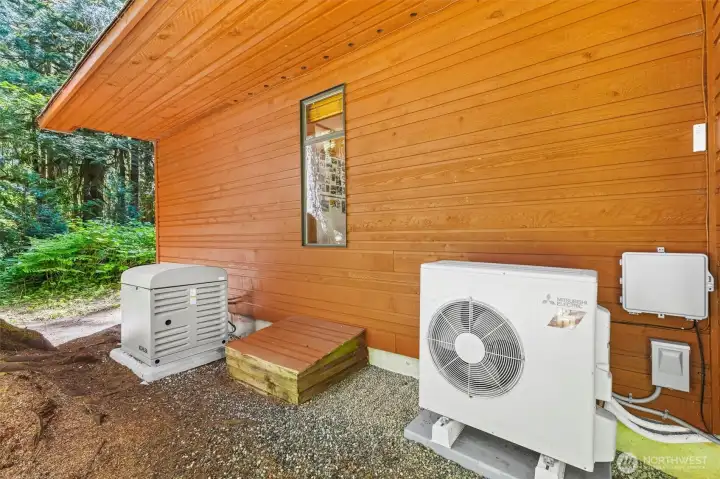 Newer Generator & Newer mini-split heat pump system provides efficient year-round comfort.