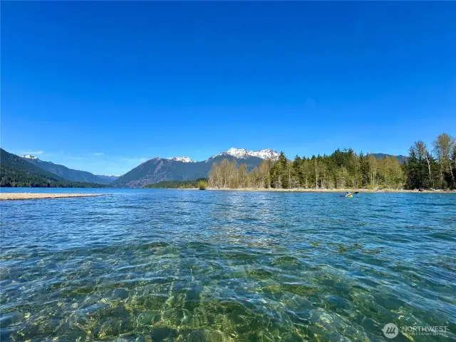 Olympic Mountains viewed from the waters of Lake Cushman