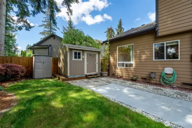 Garden shed in backyard