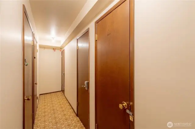 Extra storage closer in basement near game room.