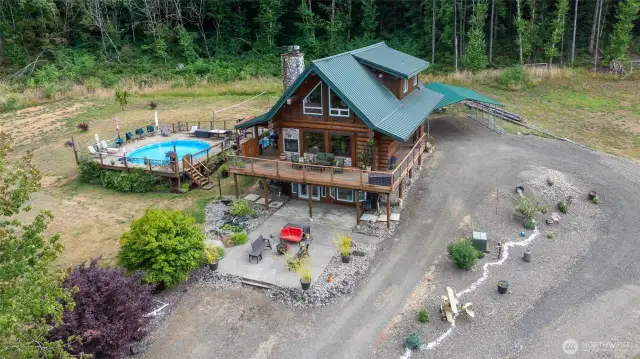 Home, patio, deck, pool, hot tub, carport, wraparound driveway