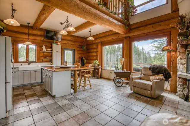 Look at that view, and those beautiful logs!