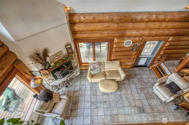 View down from the loft area