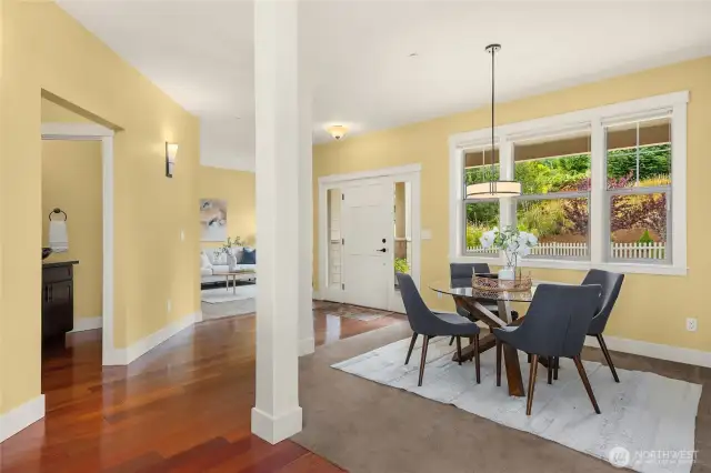 Beautiful cherry wood floors on main level.