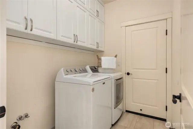 Laundry room on main level with entrance to attached 2-car garage.