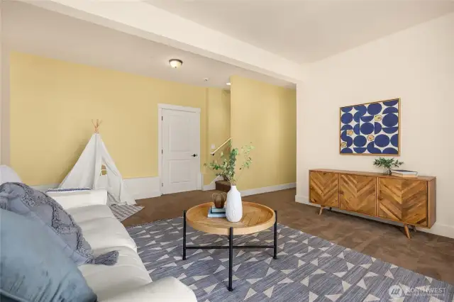 Downstairs flex space - many potential uses! Family room, office, gym...