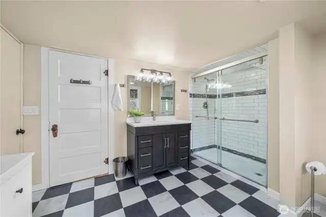 Massive walk-in shower and room to unwind, your own at-home sanctuary.
