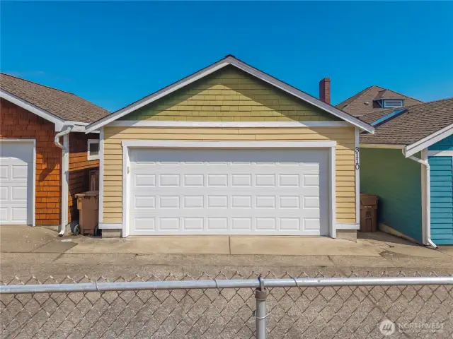 2 car detached garage Off the paved alley with EV charging installed and ready to go!