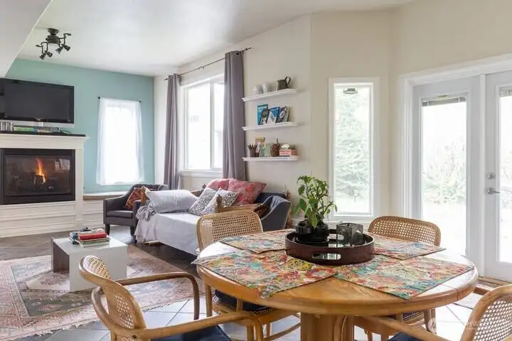 Above ground fully finisghed basement apartment with BIG living room and fireplace!