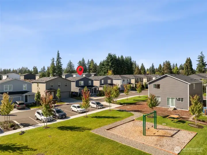 Community park across the lane in the neighborhood.