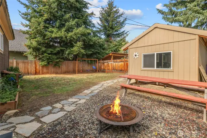 Fully fenced back yard