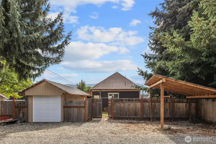 One car Garage space plus an additional covered space for off street parking.