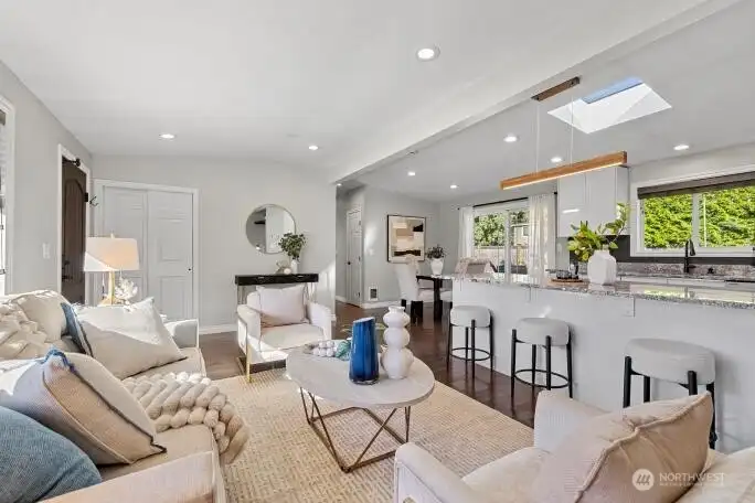 Vaulted ceilings and open floor plan