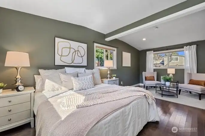 Spacious Primary w/vaulted ceilings