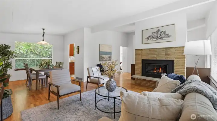 Enjoy effortless flow from lounging to dining in this inviting, light-filled retreat.