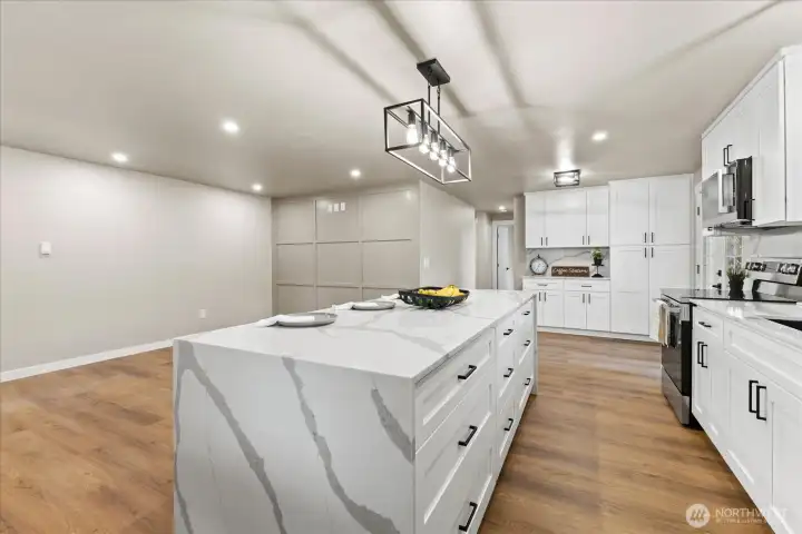 Beautiful waterfall design on quartz island