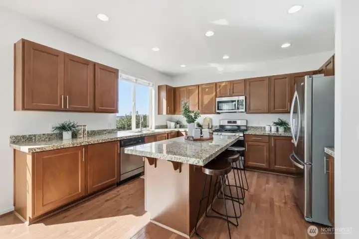 Kitchen with eating space (staged)