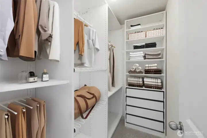 Walk-in closet (virtually staged)