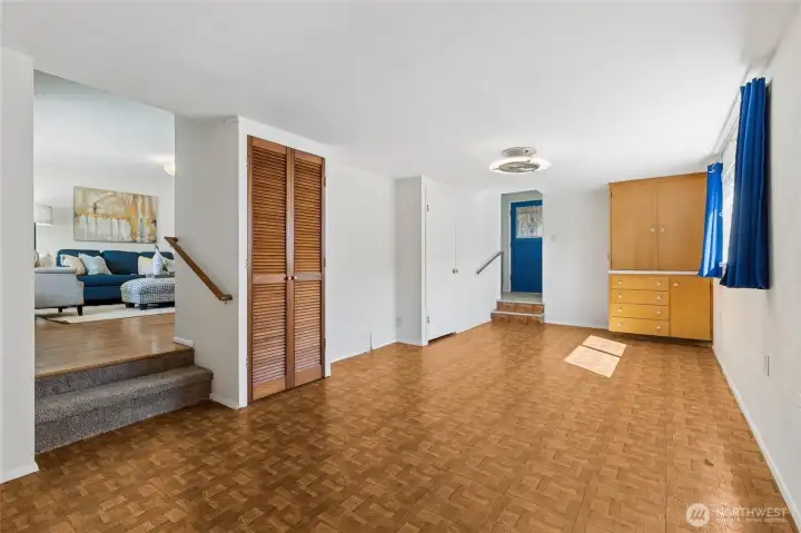 Extra family room, gym, rec room or office.