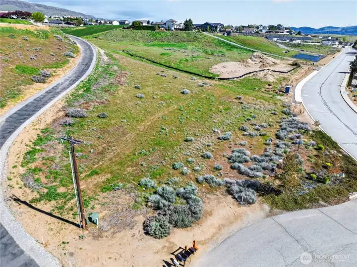 Arial view of lower part of lot.
