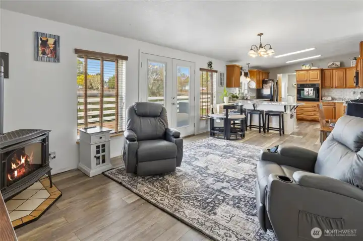 Great room open to dining area and kitchen