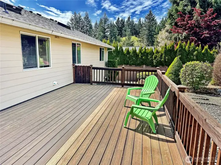 Th large composite deck is perfect for morning coffee or afternoon dining.