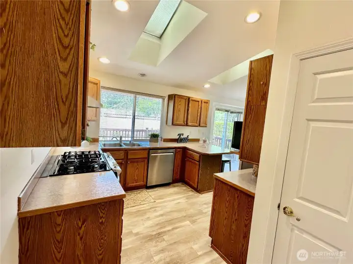 Another kitchen view...the door to the right in this photo is the panty.  Notice the gas cook-top stove.