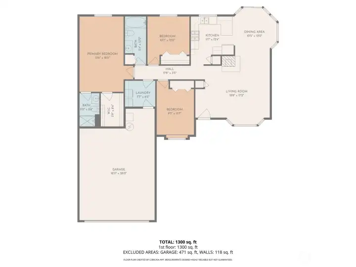 Floor plan...all measurements are approximate.  County show the square footage of the home at 1403 and the garage at 440 square feet.