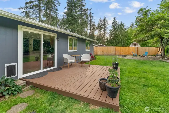 Back yard deck off kitchen