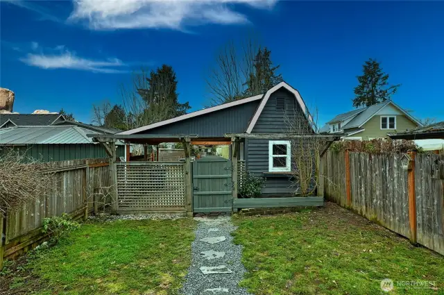 fully fenced backyard