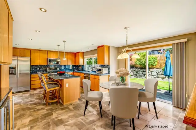 Kitchen with eating nook, virtually staged