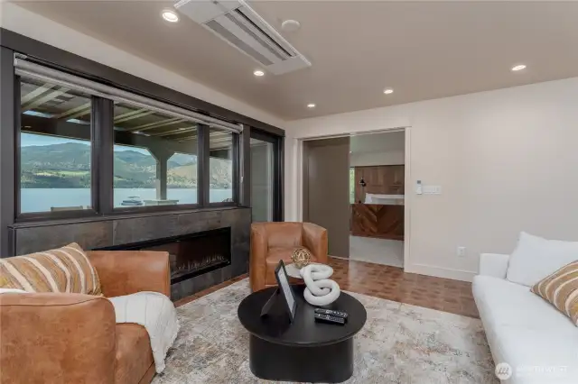 Staged unit B2 shown, similar to F2. Furniture and decor not included.